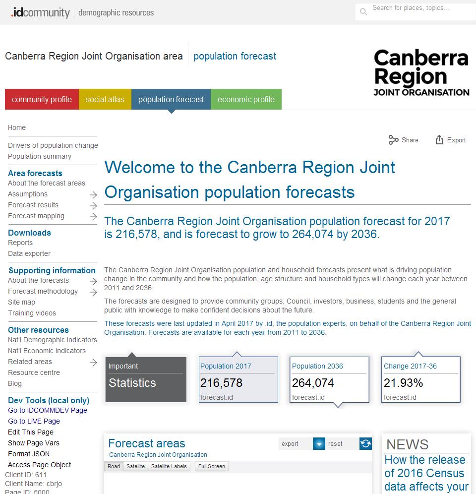 Canberra Region Joint Organisation area